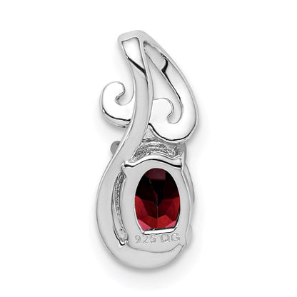 Sterlingsilber Rhodiniert Diamant & Granat Oval Anhänger