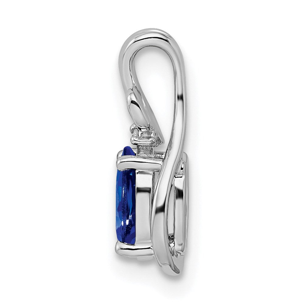 Sterlingsilber Rhodiniert Diamant & Saphir Oval Anhänger