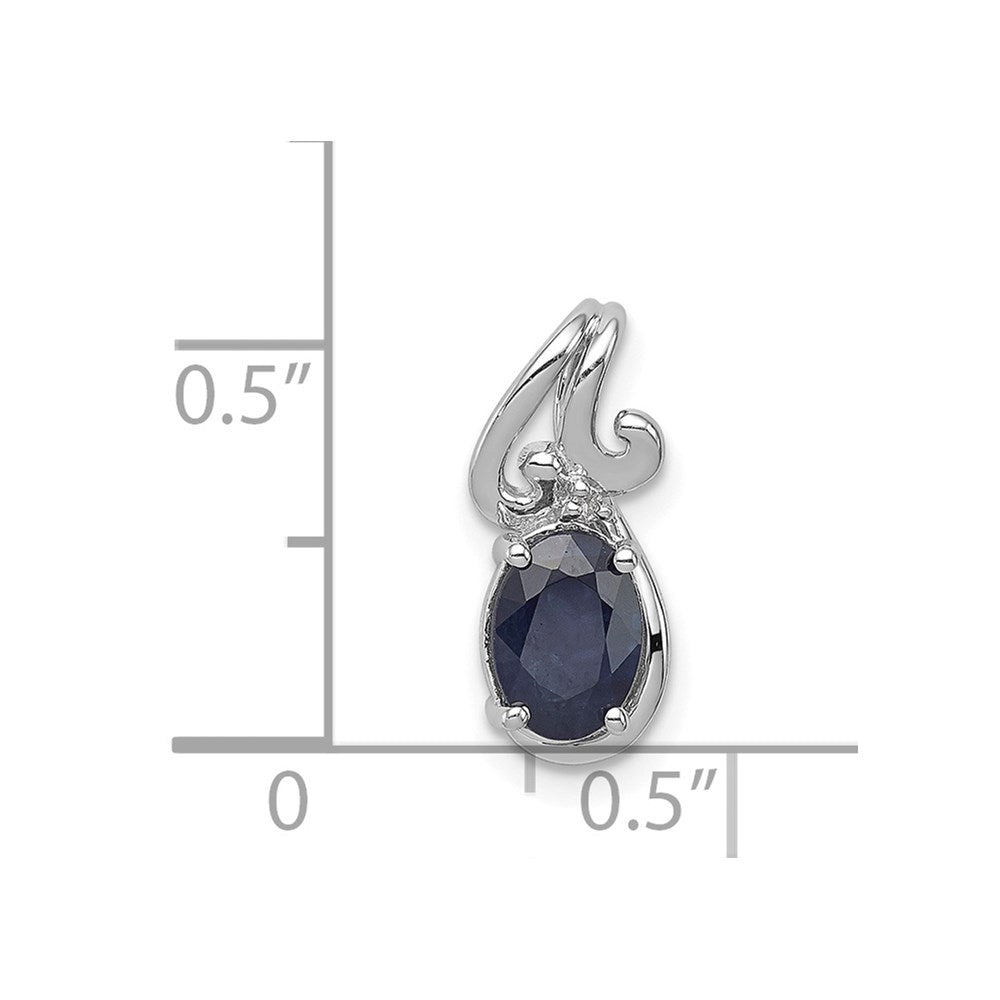 Sterlingsilber Rhodiniert Diamant & Saphir Oval Anhänger