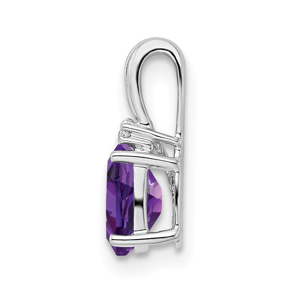 Sterlingsilber Rhodiniert Diamant und Amethyst Oval Anhänger