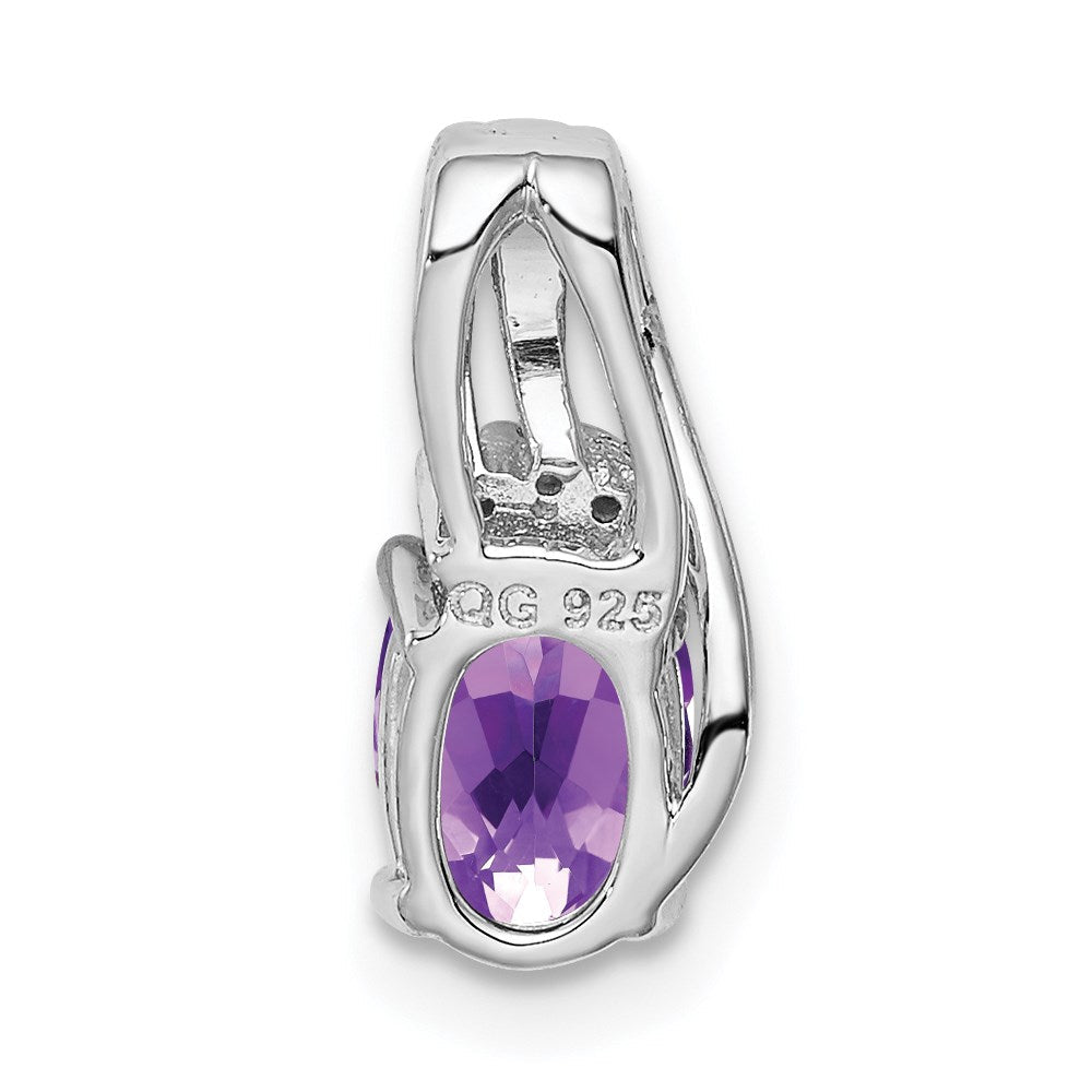 Sterlingsilber Rhodiniert Diamant und Amethyst Oval Anhänger
