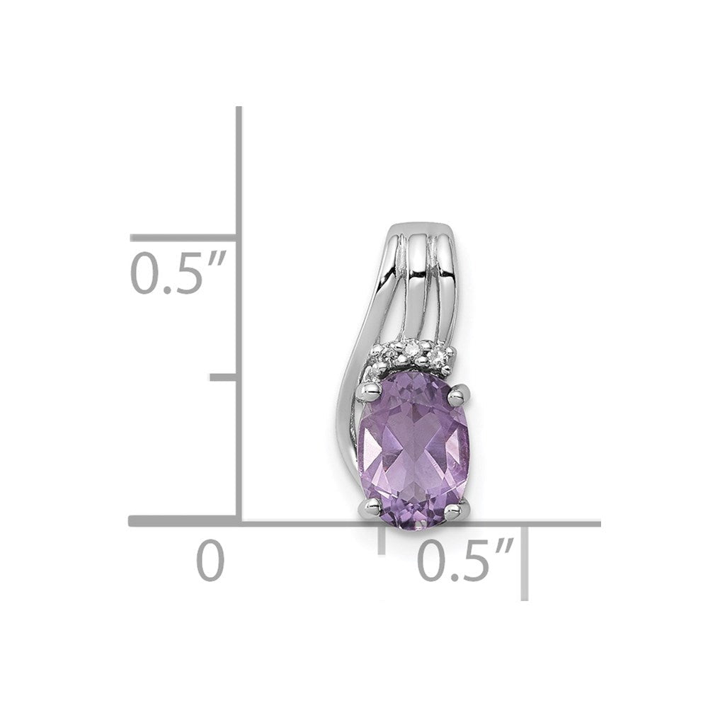 Sterlingsilber Rhodiniert Diamant und Amethyst Oval Anhänger