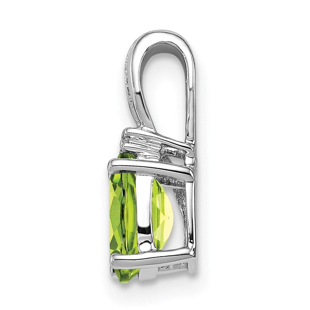 Sterlingsilber Rhodiniert Diamant und Peridot Oval Anhänger