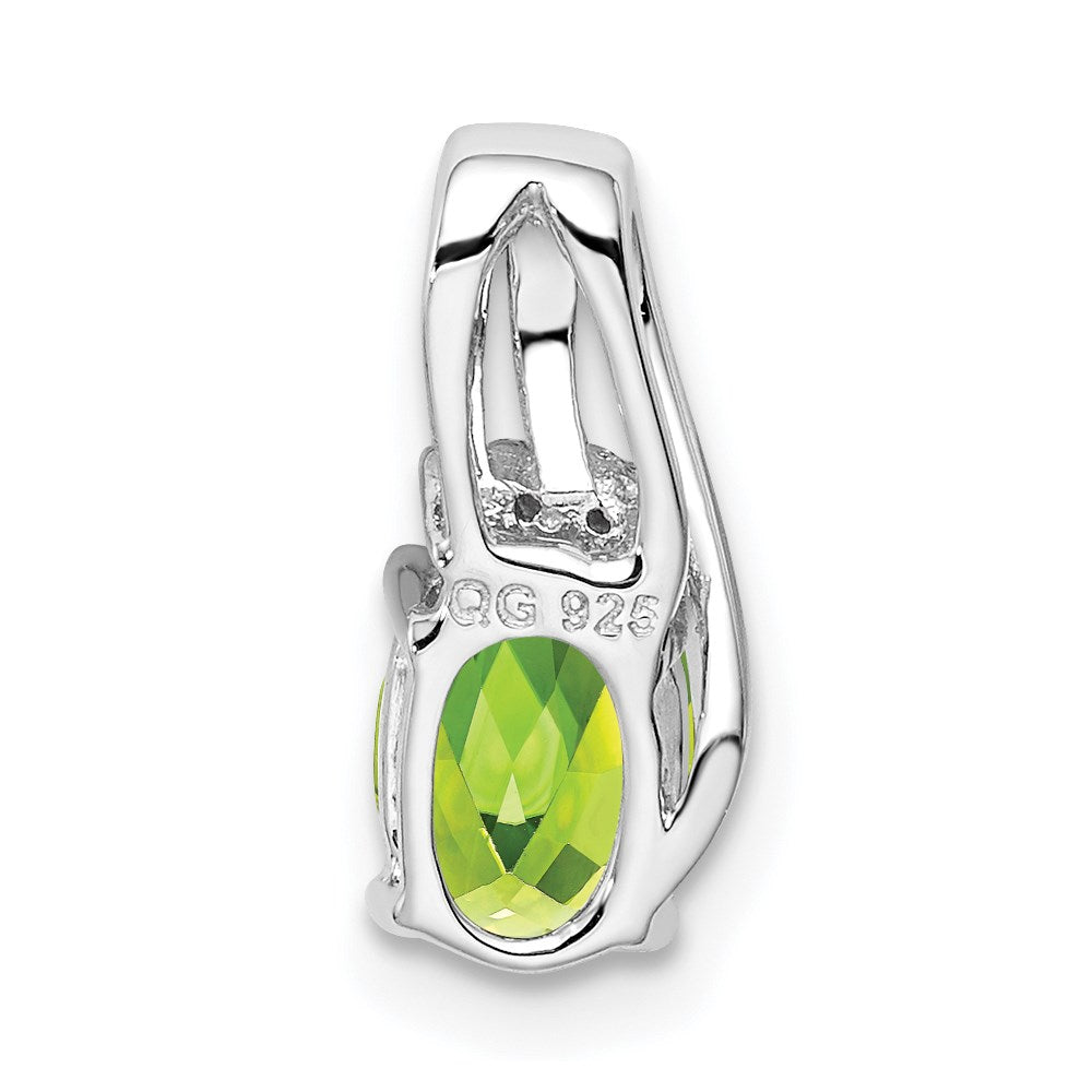 Sterlingsilber Rhodiniert Diamant und Peridot Oval Anhänger