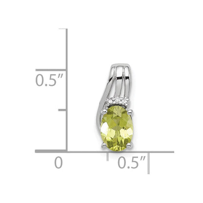 Sterlingsilber Rhodiniert Diamant und Peridot Oval Anhänger