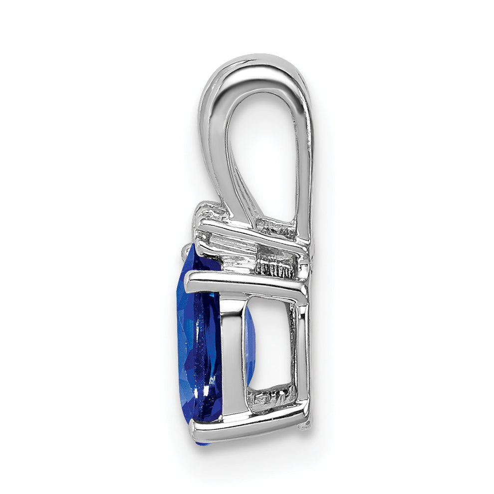 Sterlingsilber Rhodiniert Diamant & Saphir Oval Anhänger