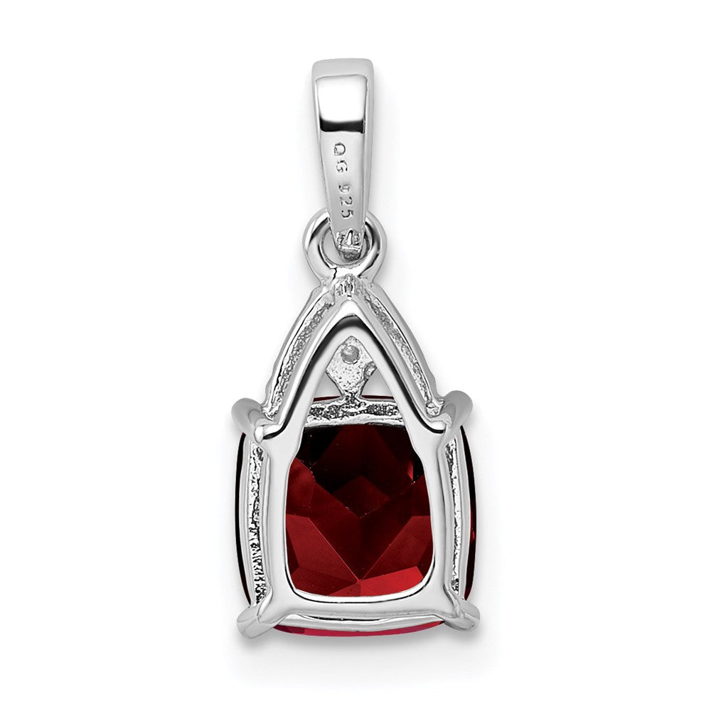 Sterlingsilber Rhodiniert Diamant Granat Kissen Anhänger