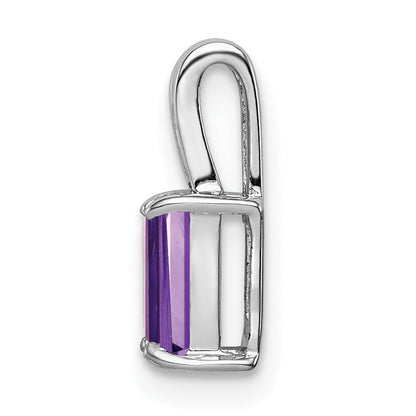 Sterlingsilber Rhodiniert Amethyst Rechteck Anhänger