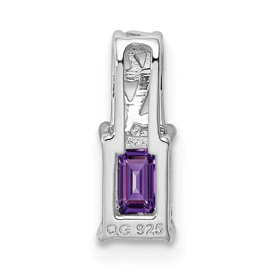 Sterlingsilber Rhodiniert Amethyst Rechteck Anhänger
