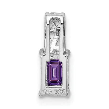 Sterlingsilber Rhodiniert Amethyst Rechteck Anhänger