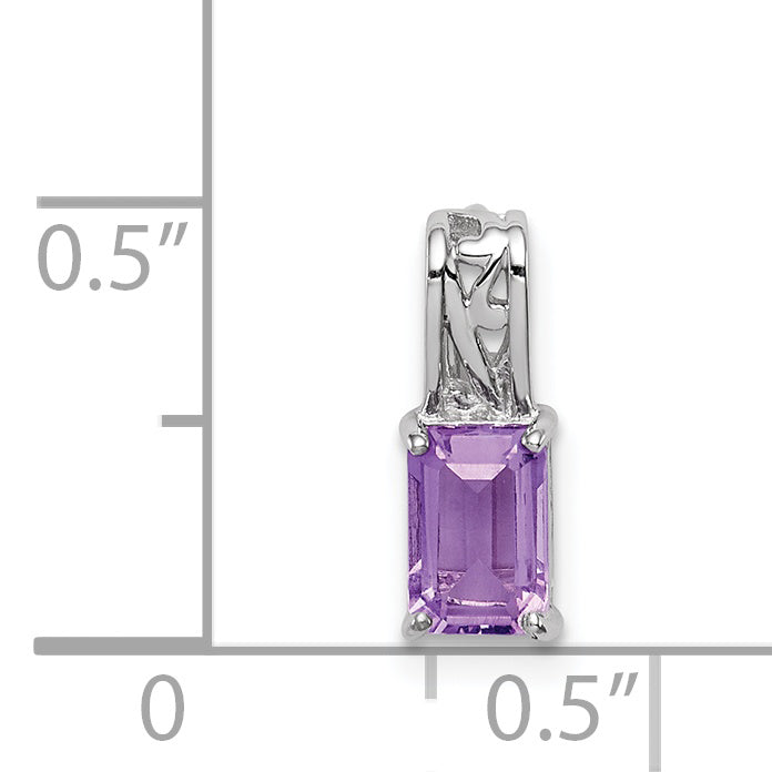 Sterlingsilber Rhodiniert Amethyst Rechteck Anhänger