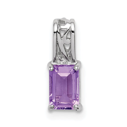 Sterlingsilber Rhodiniert Amethyst Rechteck Anhänger
