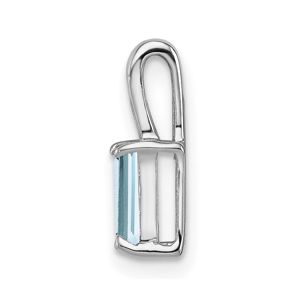 Sterlingsilber Rhodiniert Aquamarin Rechteck Anhänger