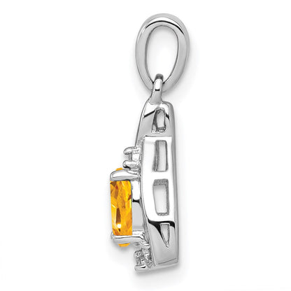 Sterlingsilber Rhodiniert Diamant & Citrin Oval Anhänger