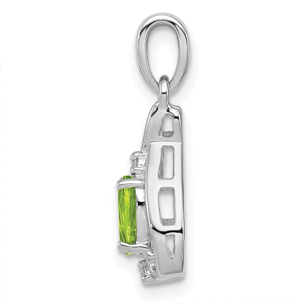 Sterlingsilber Rhodiniert Diamant und Peridot Oval Anhänger