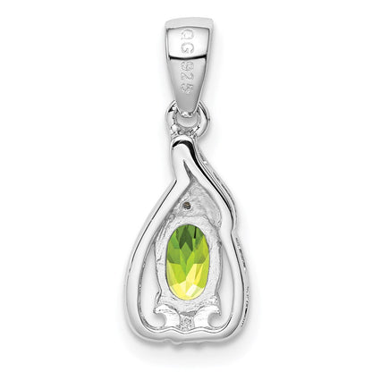 Sterlingsilber Rhodiniert Diamant und Peridot Oval Anhänger
