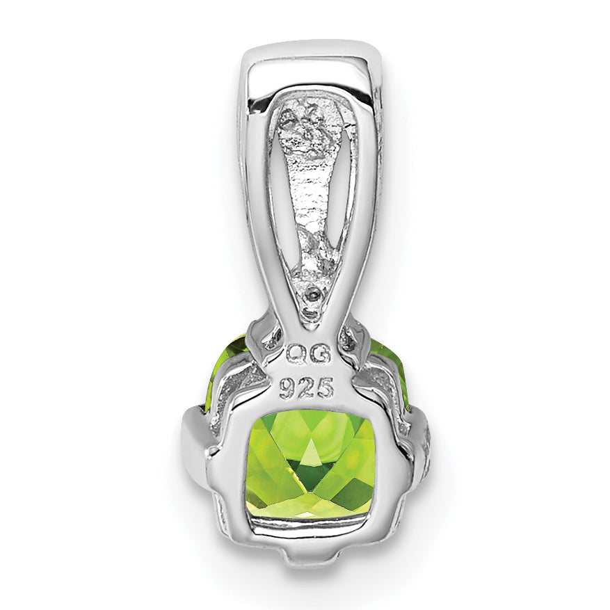Sterlingsilber Rhodiniert Diamant und Peridot Anhänger