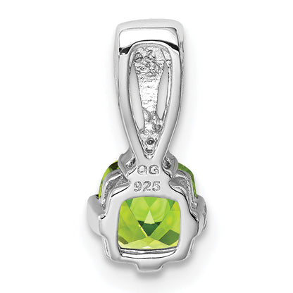 Sterlingsilber Rhodiniert Diamant und Peridot Anhänger