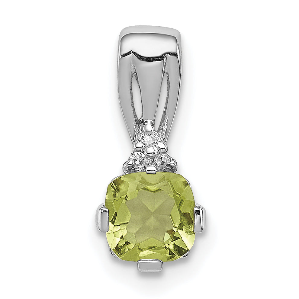 Sterlingsilber Rhodiniert Diamant und Peridot Anhänger