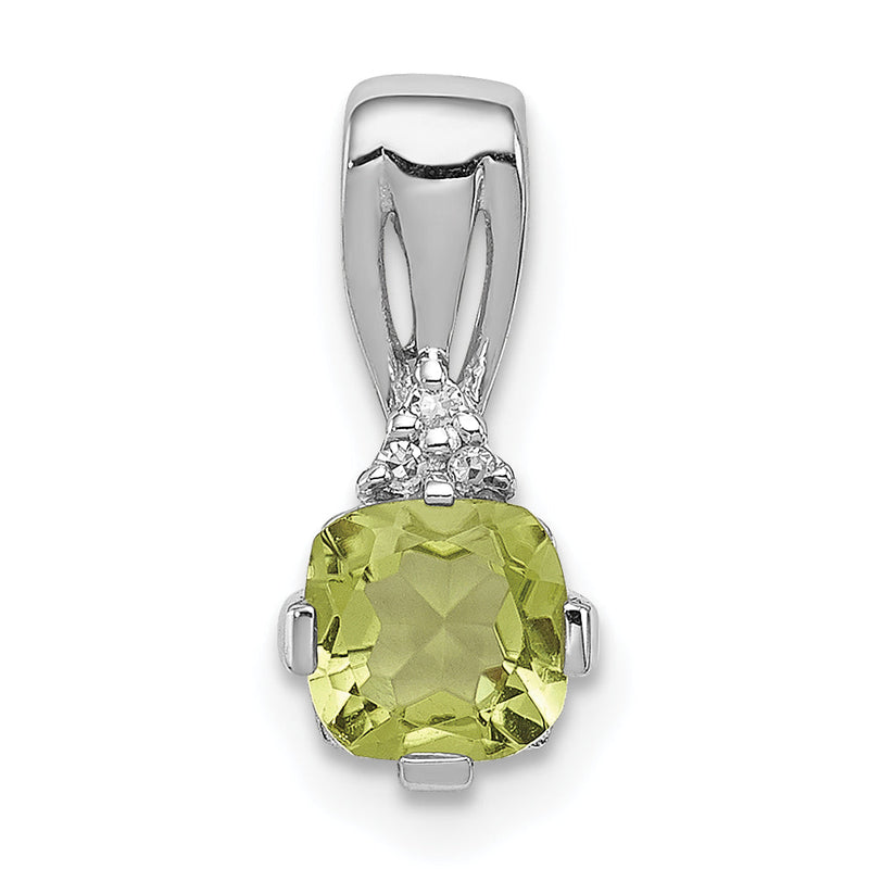 Sterlingsilber Rhodiniert Diamant und Peridot Anhänger