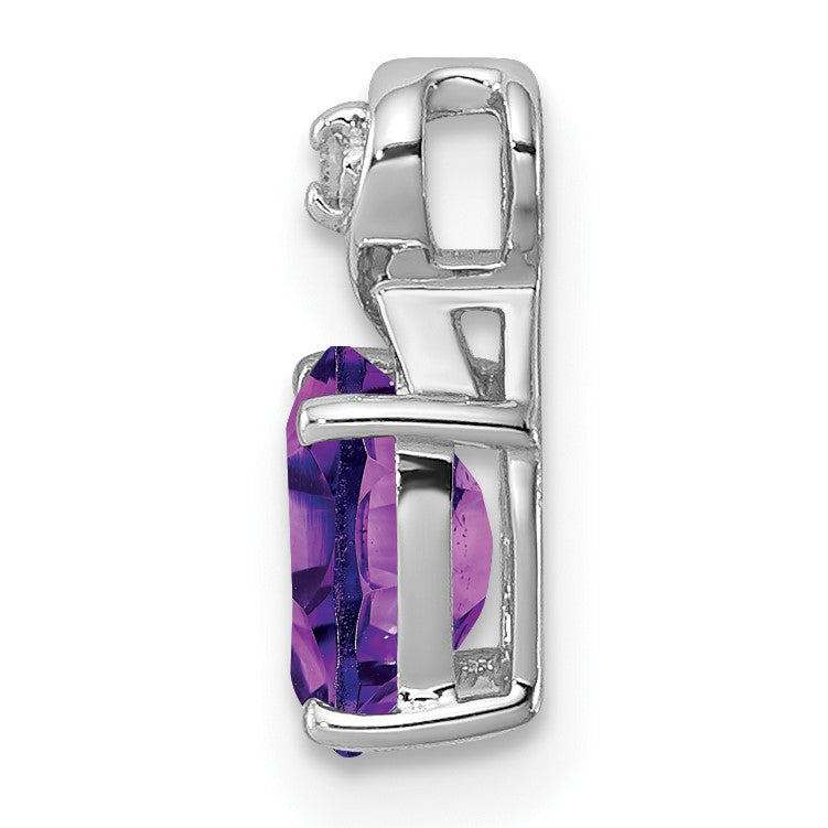 Sterlingsilber Rhodiniert Diamant und Amethyst Oval Anhänger