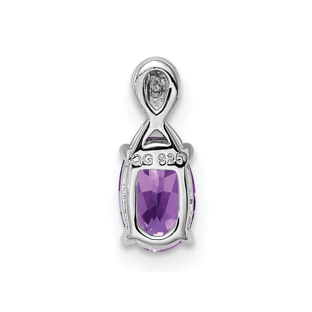 Sterlingsilber Rhodiniert Diamant und Amethyst Oval Anhänger