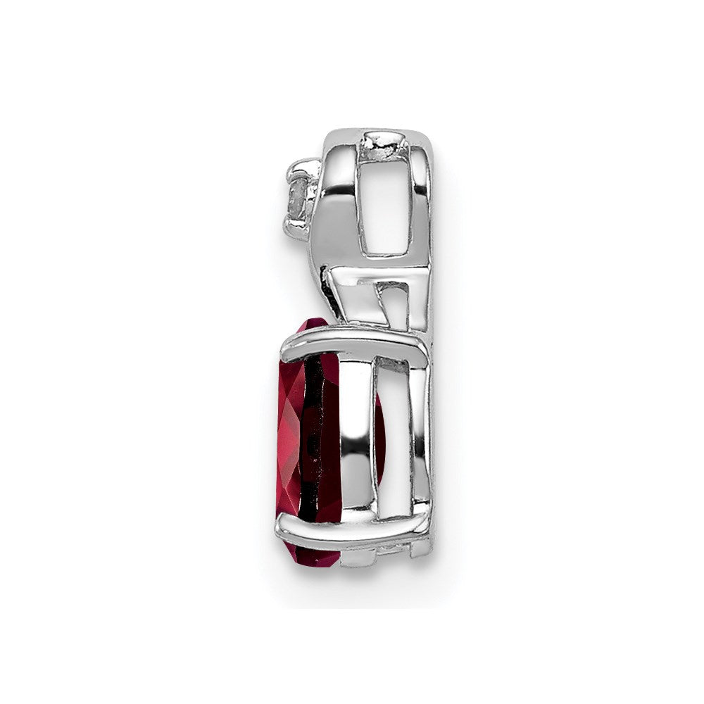 Sterlingsilber Rhodiniert Diamant & Granat Oval Anhänger