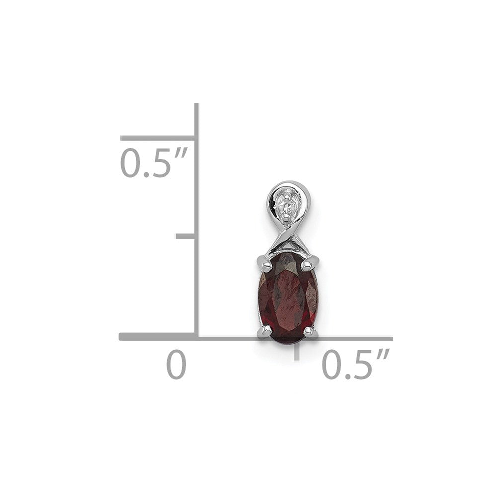 Sterlingsilber Rhodiniert Diamant & Granat Oval Anhänger