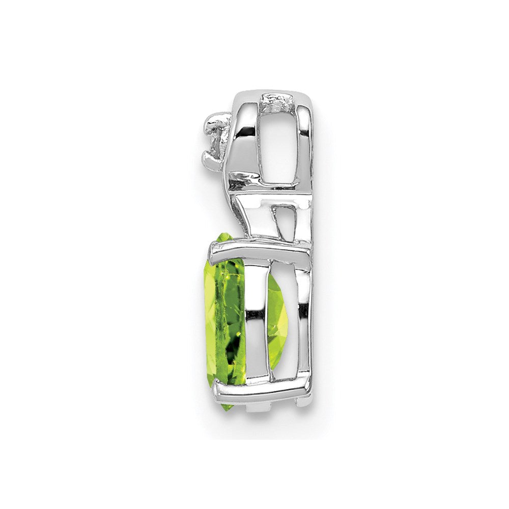 Sterlingsilber Rhodiniert Diamant und Peridot Oval Anhänger