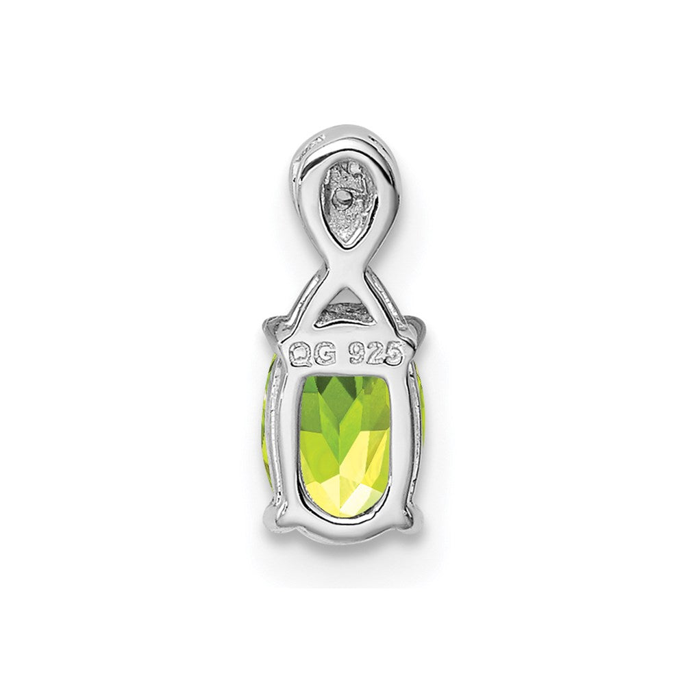 Sterlingsilber Rhodiniert Diamant und Peridot Oval Anhänger