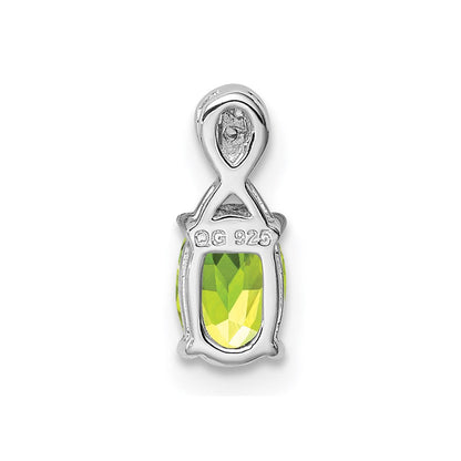 Sterlingsilber Rhodiniert Diamant und Peridot Oval Anhänger