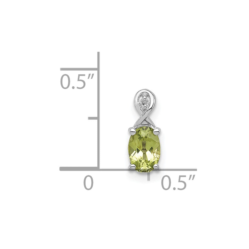 Sterlingsilber Rhodiniert Diamant und Peridot Oval Anhänger