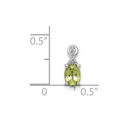 Sterlingsilber Rhodiniert Diamant und Peridot Oval Anhänger