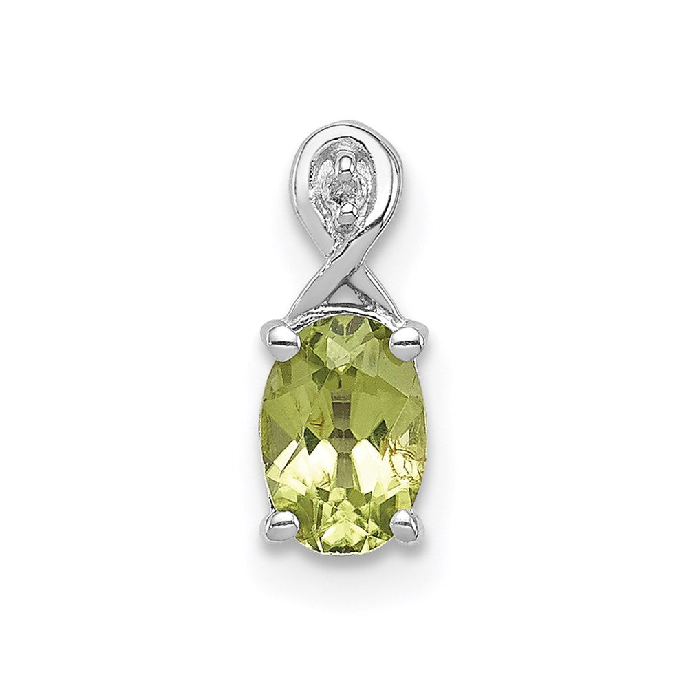Sterlingsilber Rhodiniert Diamant und Peridot Oval Anhänger