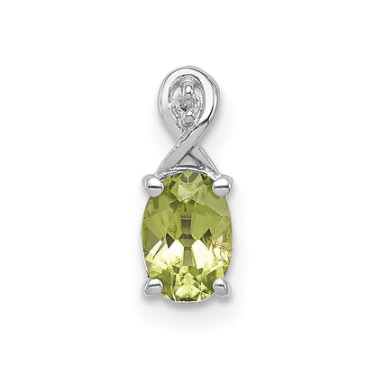 Sterlingsilber Rhodiniert Diamant und Peridot Oval Anhänger
