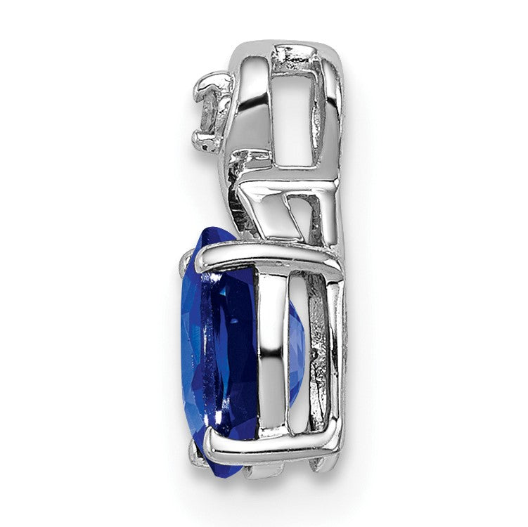 Sterlingsilber Rhodiniert Diamant & Saphir Oval Anhänger
