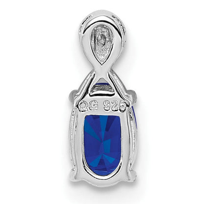 Sterlingsilber Rhodiniert Diamant & Saphir Oval Anhänger
