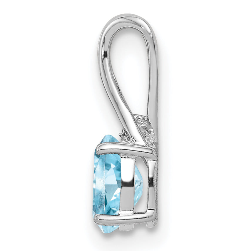 Sterlingsilber Rhodiniert Diamant & Himmel Blautopas Oval Anhänger