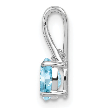 Sterlingsilber Rhodiniert Diamant & Himmel Blautopas Oval Anhänger