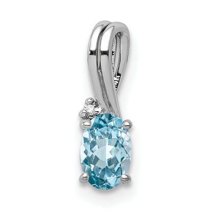 Sterlingsilber Rhodiniert Diamant & Himmel Blautopas Oval Anhänger