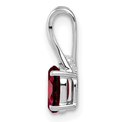 Sterlingsilber Rhodiniert Diamant Granat Oval Anhänger