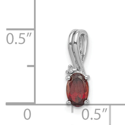 Sterlingsilber Rhodiniert Diamant Granat Oval Anhänger