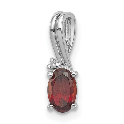 Sterlingsilber Rhodiniert Diamant Granat Oval Anhänger