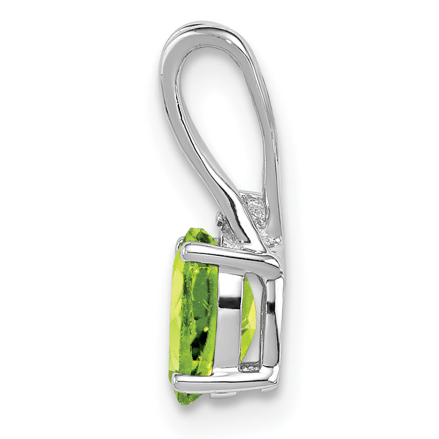 Sterlingsilber Rhodiniert Diamant und Peridot Oval Anhänger