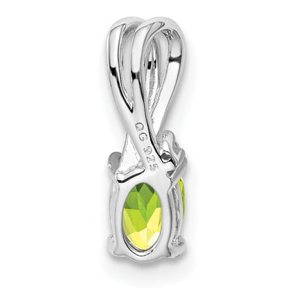 Sterlingsilber Rhodiniert Diamant und Peridot Oval Anhänger