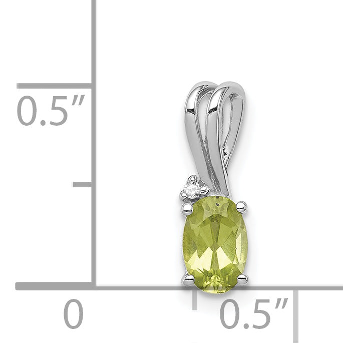 Sterlingsilber Rhodiniert Diamant und Peridot Oval Anhänger
