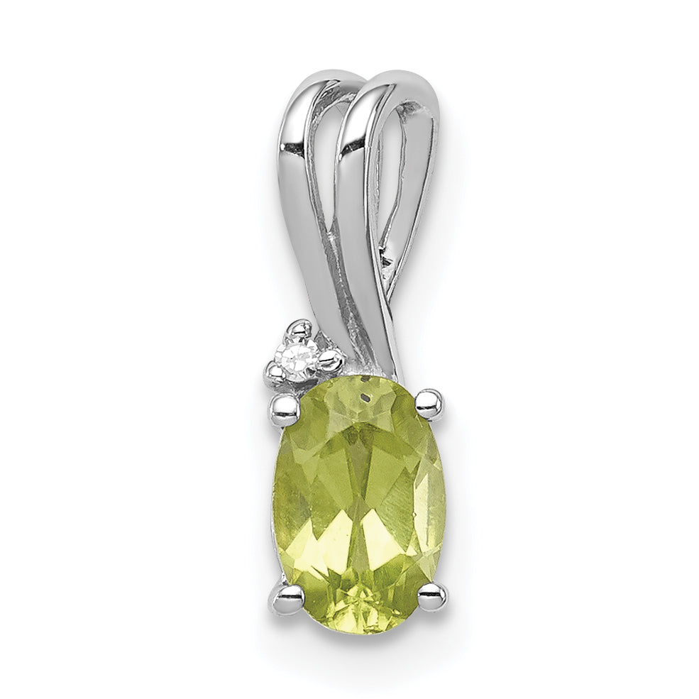 Sterlingsilber Rhodiniert Diamant und Peridot Oval Anhänger