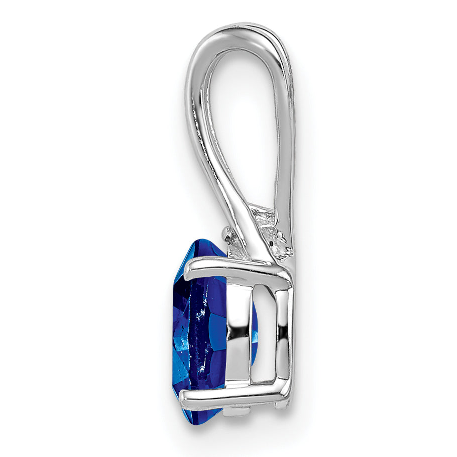 Sterlingsilber Rhodiniert Diamant und Saphir Oval Anhänger