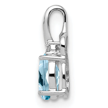 Sterlingsilber Rhodiniert Diamant & Himmel Blautopas Oval Anhänger