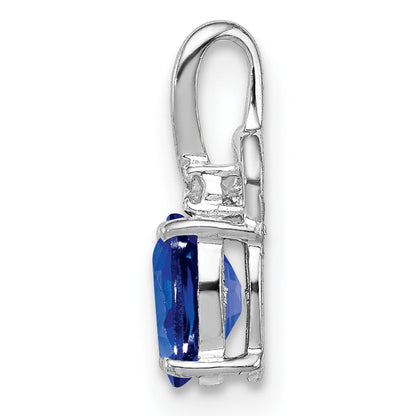 Sterlingsilber Rhodiniert Diamant & Saphir Oval Anhänger